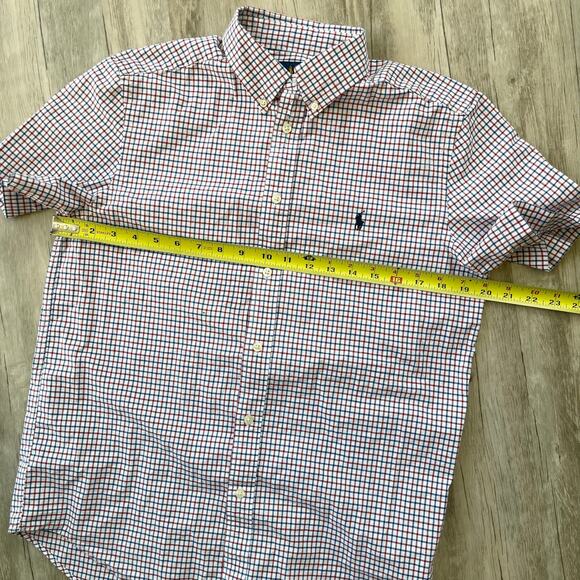 Ralph Lauren Boys Youth Plaid Short Sleeve Shirt XL (18-20) Blue Red White - Picture 9 of 10